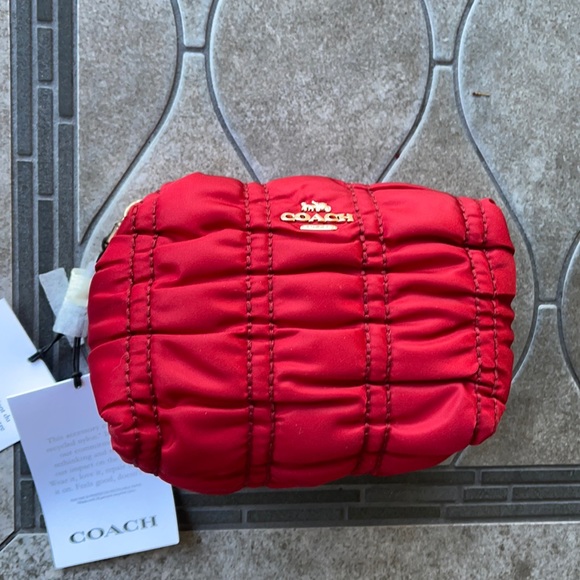 COACH Small Boxy Cosmetic Case With Ruching - Picture 1 of 16